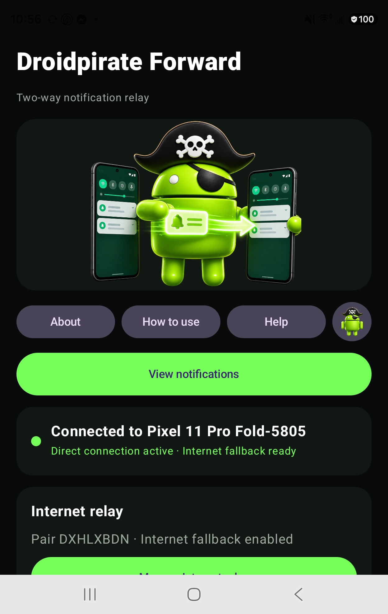 DroidPirate Forward home screen