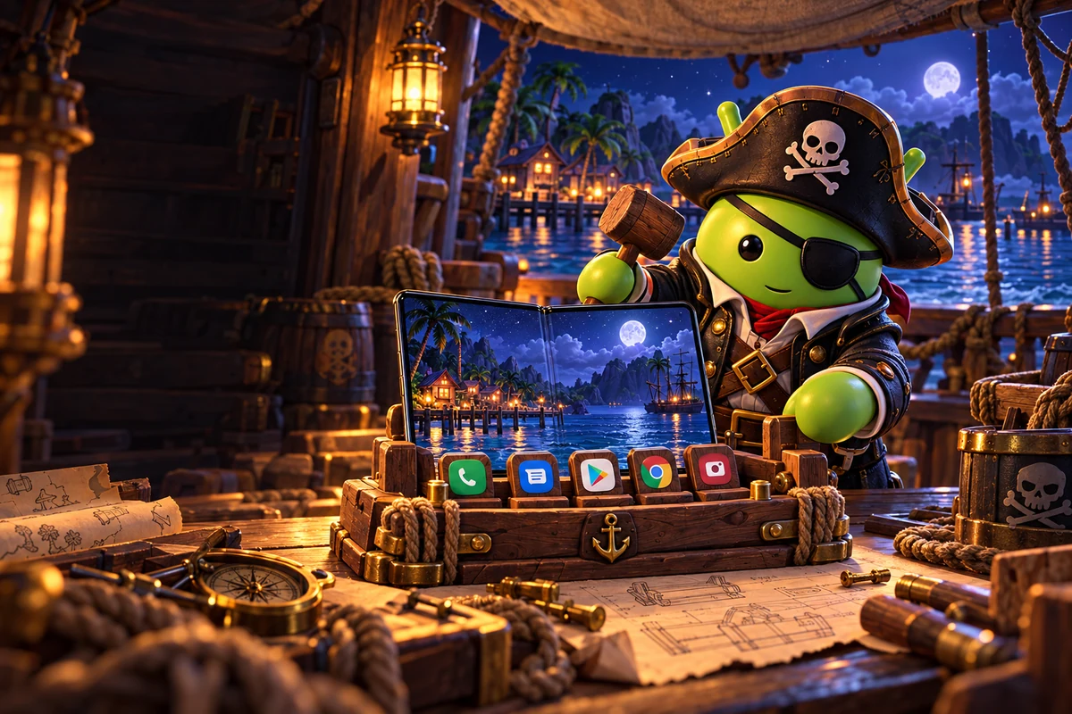DroidPirate captain in his launcher docks ship workshop