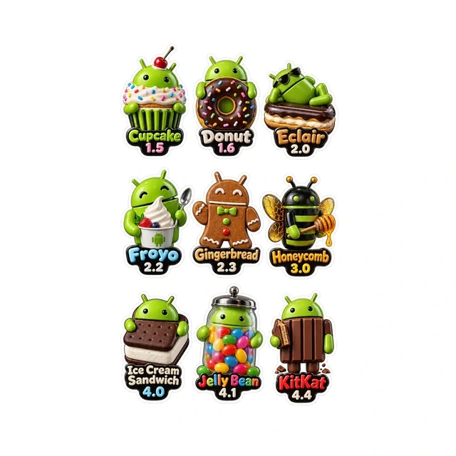 Classic Android dessert release sticker sheet preview