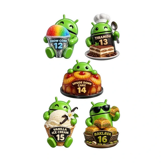 Modern Android codename sticker sheet preview