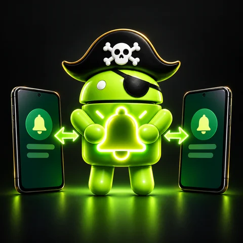 Pirate Android connecting notifications between two phones