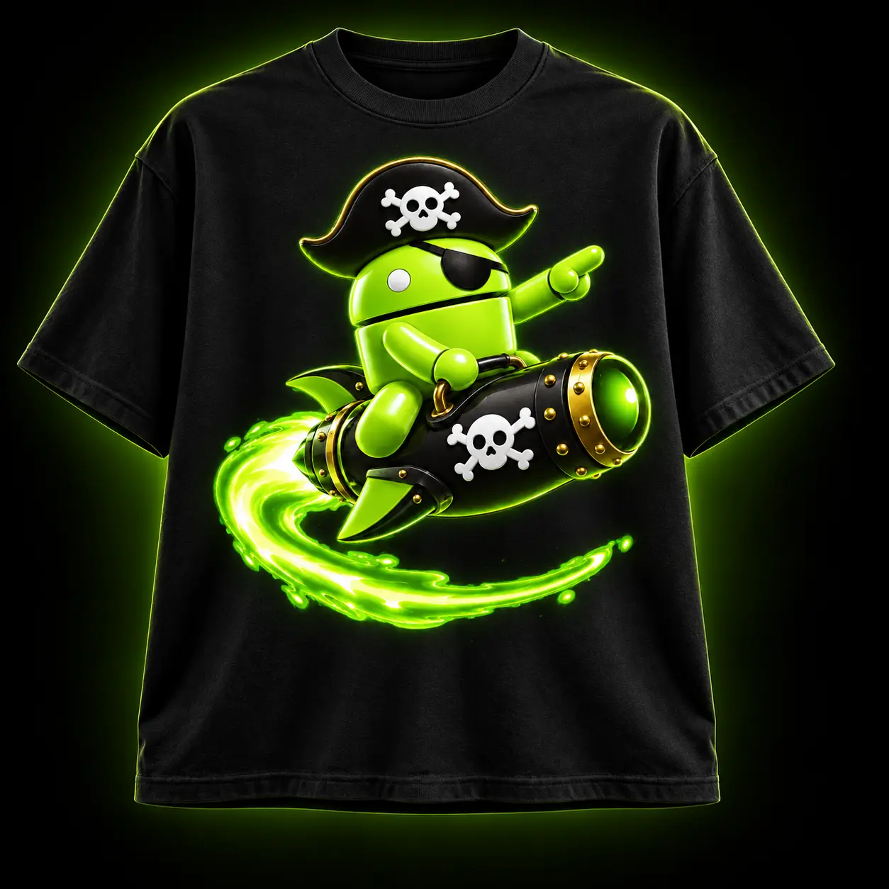 Lime Rocket Ride DroidPirate Tee