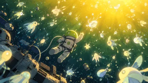 Android Astronaut Among Luminous Starfish Wallpaper #1503
