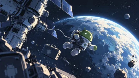 Android Astronaut Over Earth Wallpaper #1506