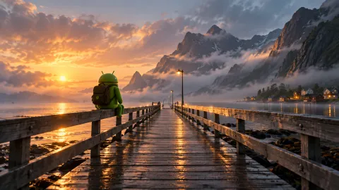 Android at the Misty Fjord Pier Wallpaper #1510