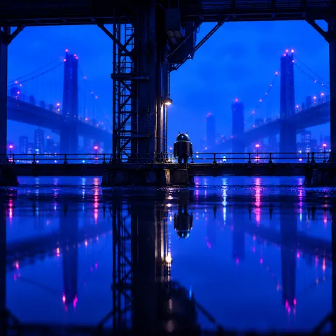 Android Canal Reflection — Blue Bridge
