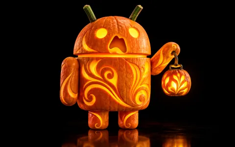 Android Carved Lantern — Pumpkin Reflection