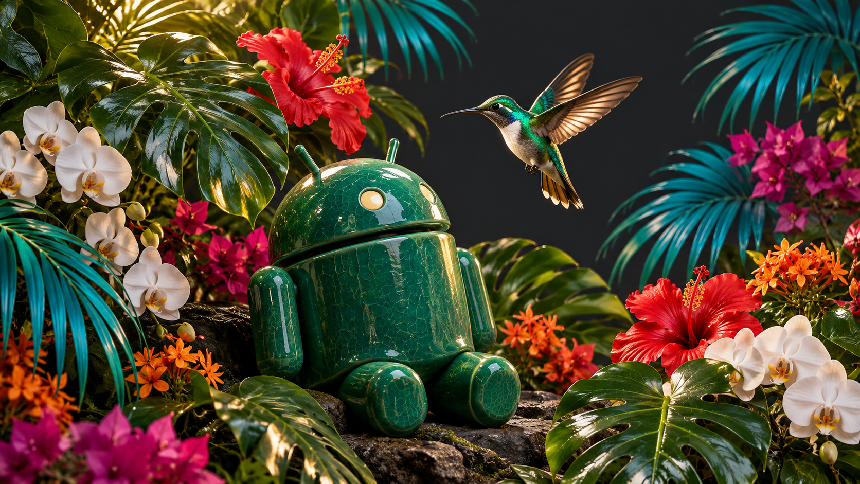 Android Ceramic Hummingbird Garden — Tropical Floral