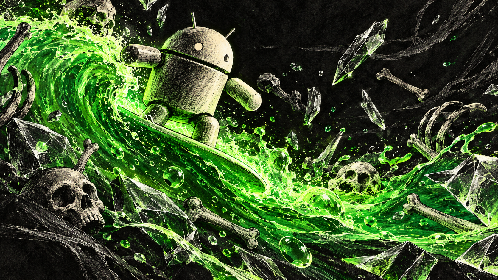 Android Chalk Potion Wave — Neon Bone Alchemy