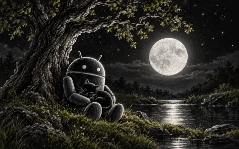 Android Charcoal Pond — Moonlit Cat