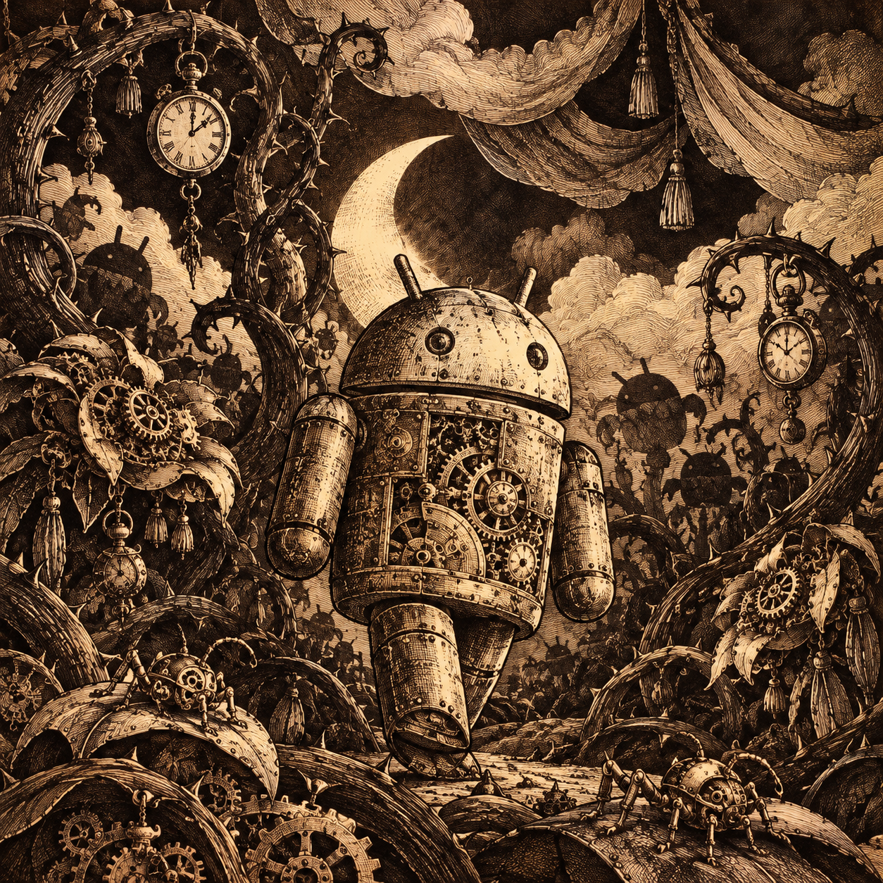 Android Clockwork Dream Garden — Gothic Ink