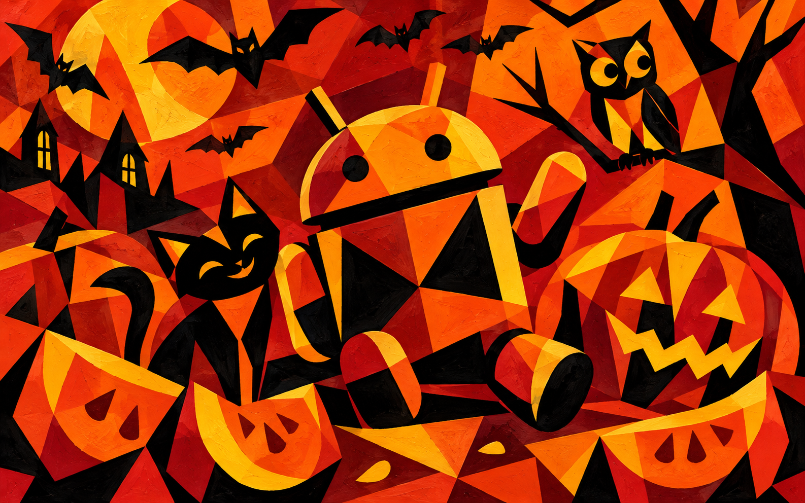 Android Cubist Companions — Orange Carnival