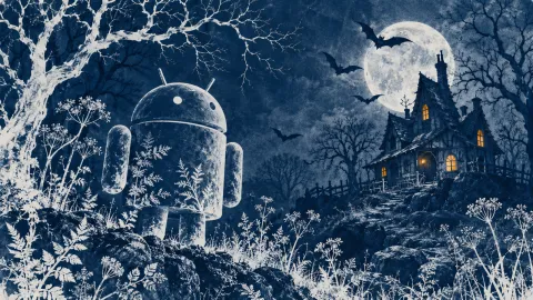 Android Cyanotype Garden — Blue Haunted Manor