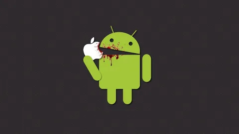 Android Eating Apple Wallpaper