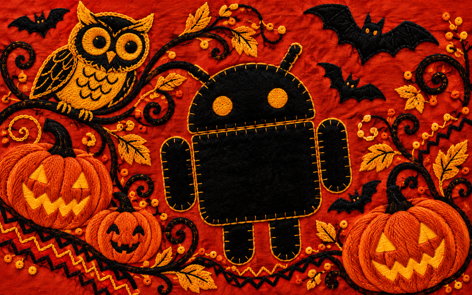 Android Embroidered Halloween — Orange Carnival