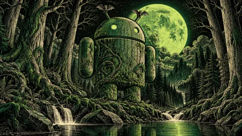 Android Engraved Forest Guardian — Emerald Bat Forest