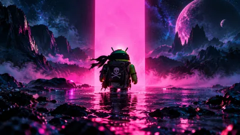 Android Explorer Enters the Neon Portal Wallpaper #1517