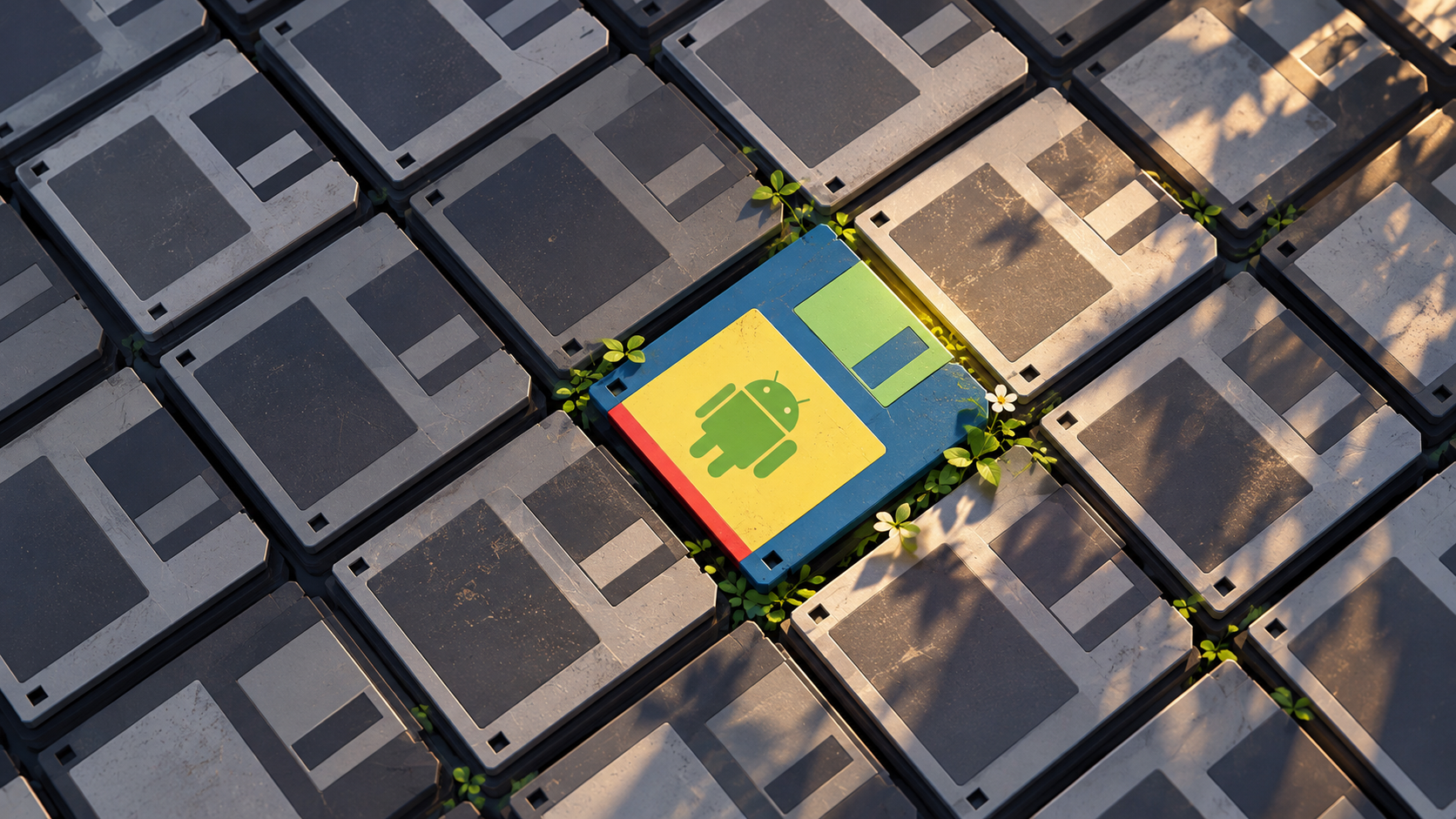 Android Floppy in a Reclaimed Disk Grid