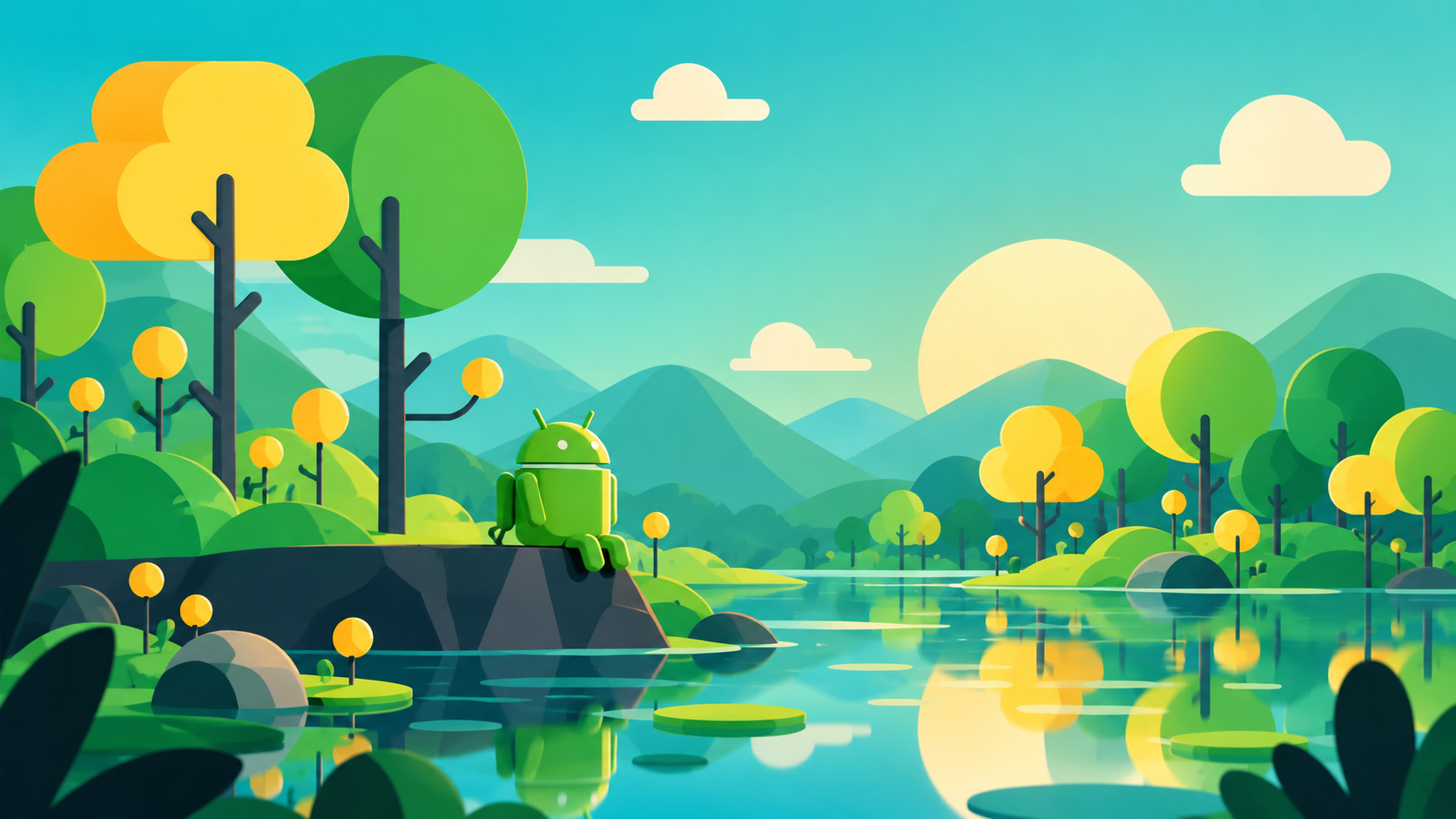 Android Forest Lake at Sunrise