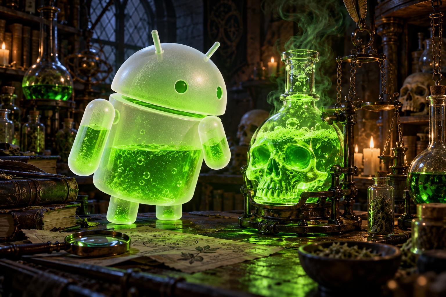 Android Frosted Glass Alchemist — Neon Bone Alchemy