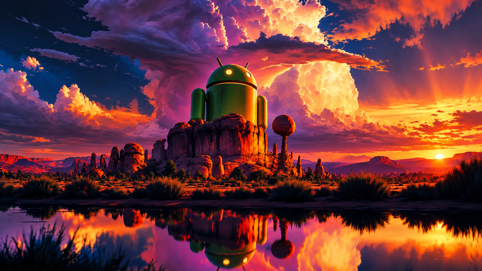 Android Guardian at Sunset