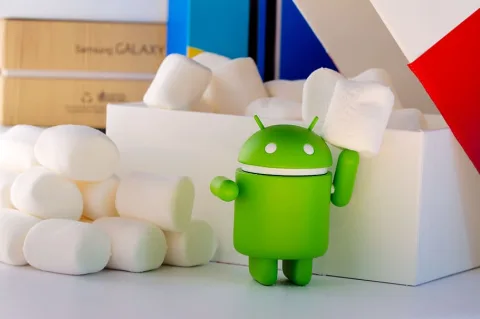 Android Holding Marshmallow Wallpaper