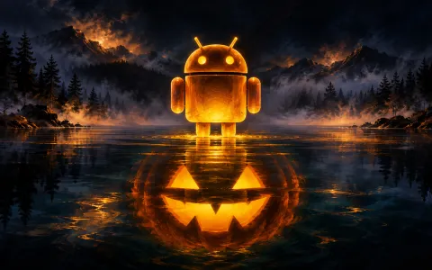 Android Lake Reflection Painting — Amber Mirror
