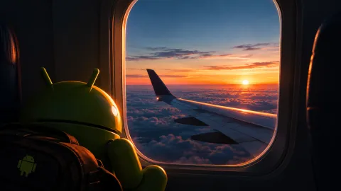 Android Mascot Watching the Sunset Wallpaper #1528