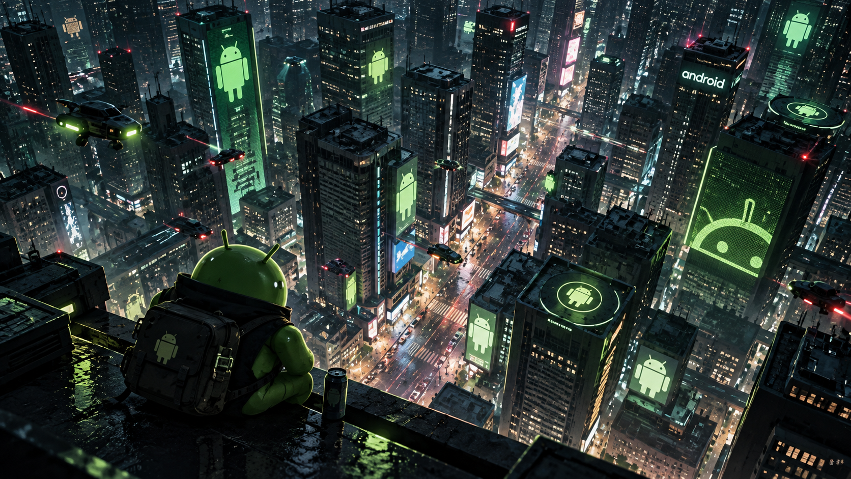 Android Neon Metropolis at Night