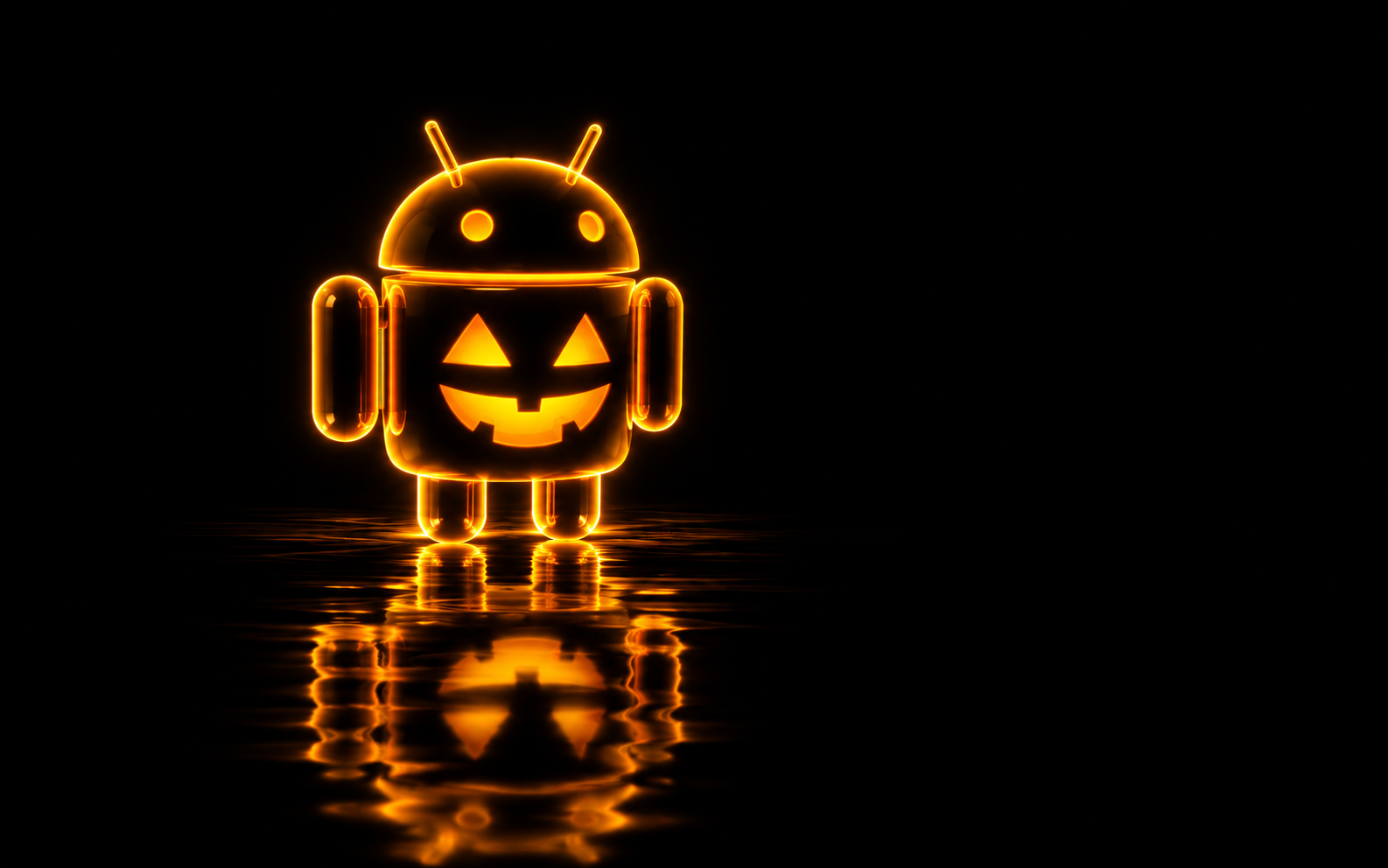 Android Neon Ripples — Amber Mirror