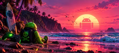 Android Neon Sunset Beach