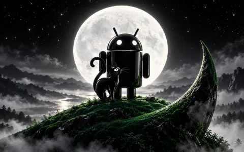 Android Obsidian Crescent — Moonlit Cat