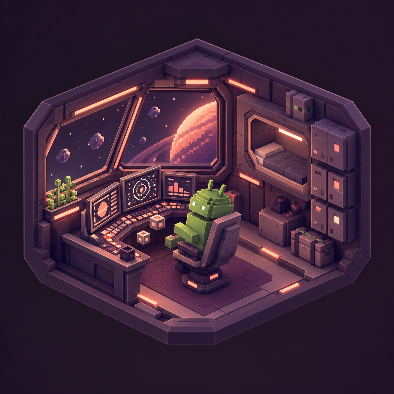 Android Orbital Cabin — Voxel Computer