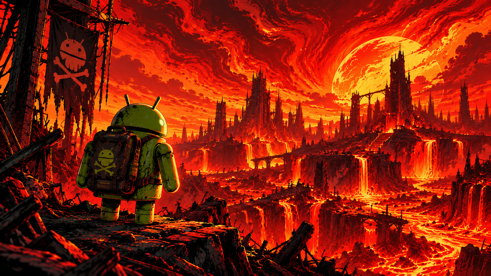 Android Overlooking the Lava Wastes