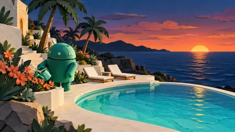 Android Paper Pool Garden — Seaside Pool