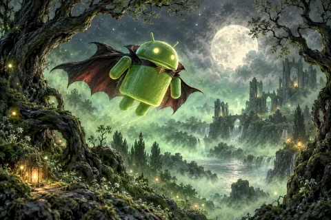 Android Pastel Bat Cape — Emerald Bat Forest