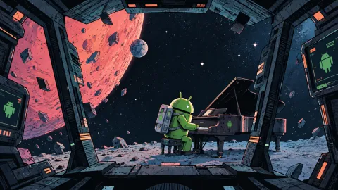 Android Piano Under a Coral Moon Wallpaper #1533