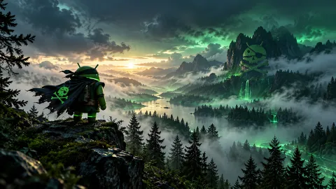 Android Pirate Overlooking the Emerald Valley