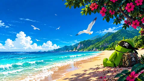 Android Pirate’s Tropical Beach Escape Wallpaper #1537