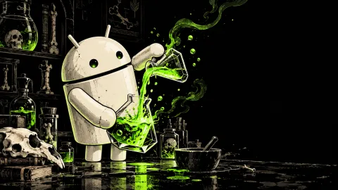 Android Potion Screenprint — Neon Bone Alchemy