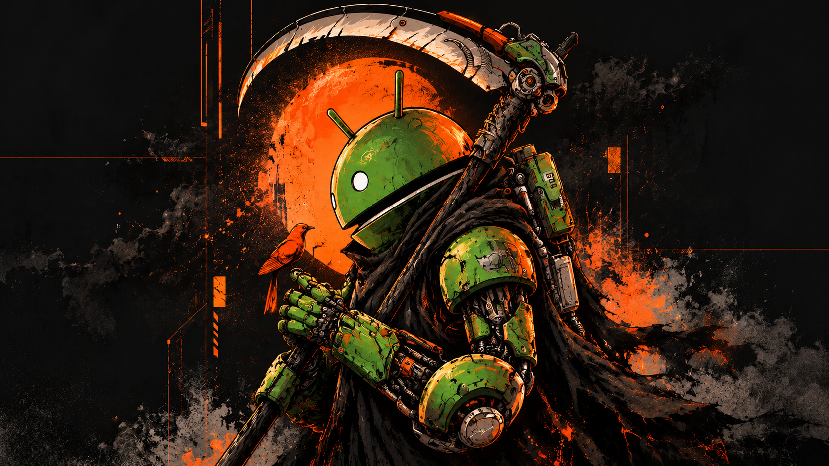 Android Reaper Beneath the Orange Moon