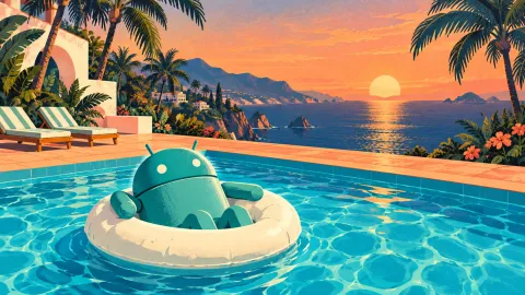 Android Retro Pool Float — Seaside Pool