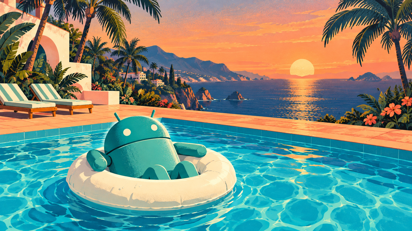 Android Retro Pool Float — Seaside Pool