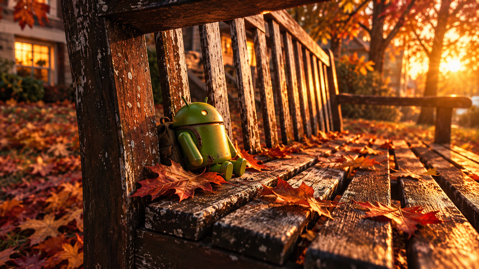 Android Robot in Autumn’s Golden Glow