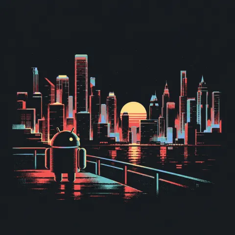 Android Rooftop Sunset — Coral Skyline