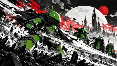 Android Samurai Against the Crimson Moon Wallpaper #1543