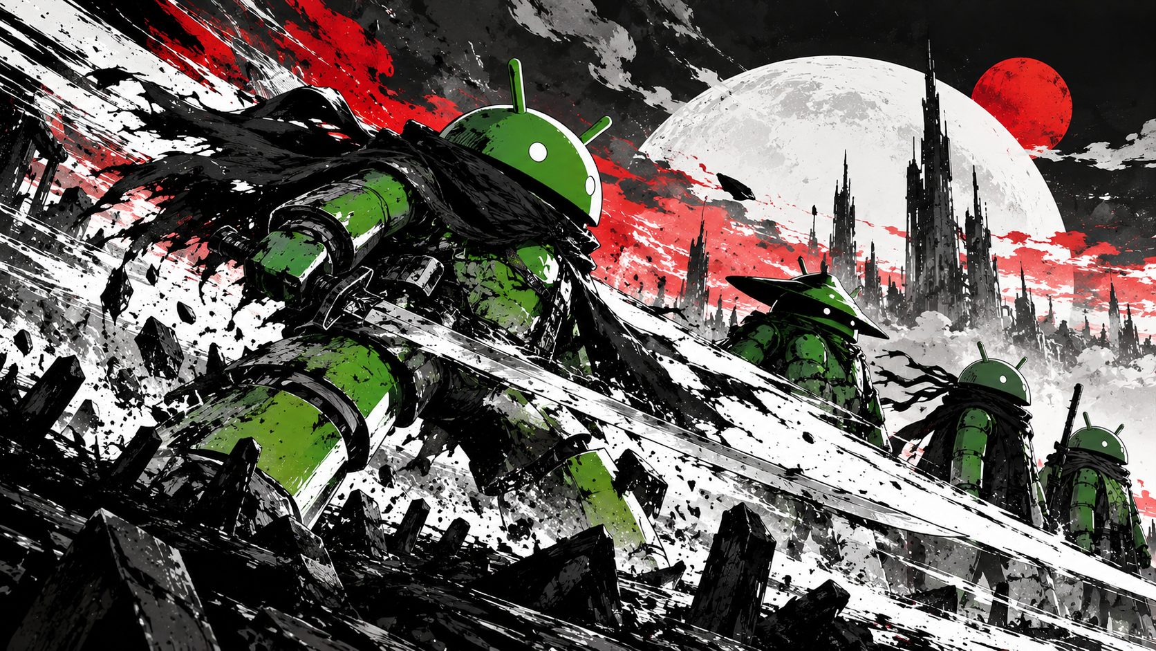 Android Samurai Against the Crimson Moon