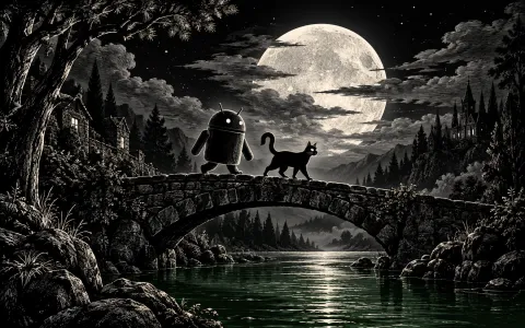 Android Scratchboard Bridge — Moonlit Cat