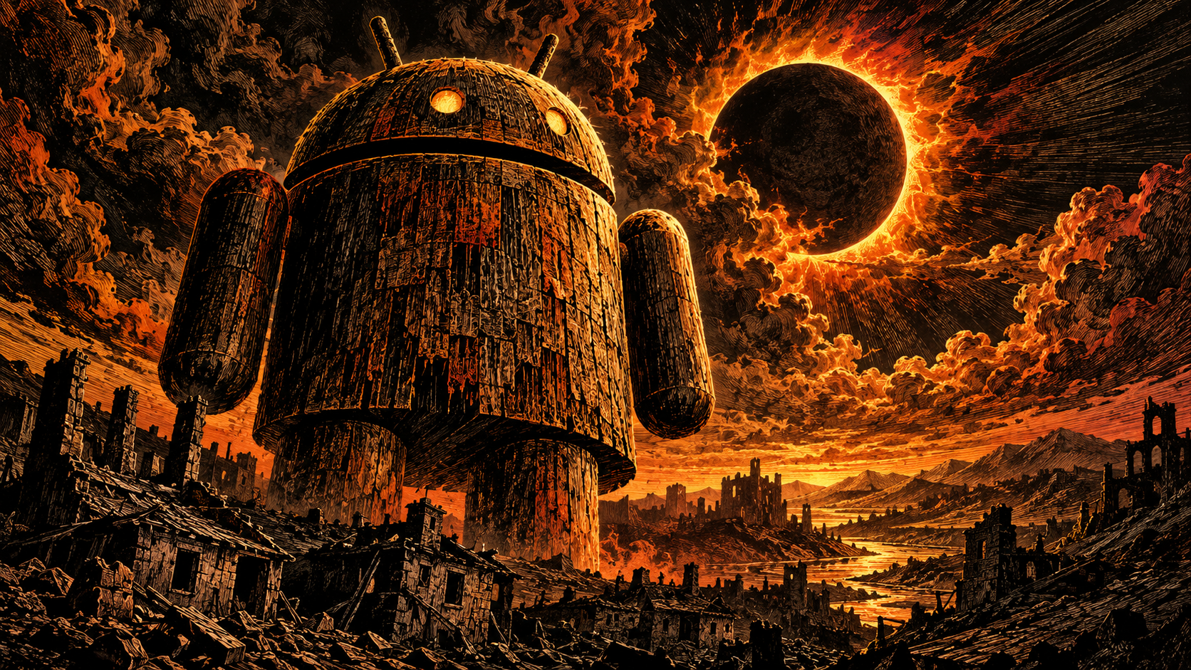 Android Scratchboard Eclipse — Charcoal Ember