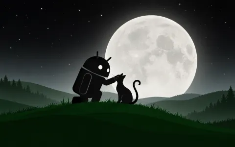 Android Silhouette Greeting — Moonlit Cat